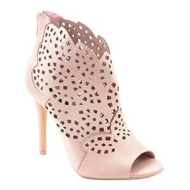 Ružičaste sandale, ažurne štikle 1439-20 ružičasta 1
