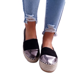 Ženske platforme za espadrile u crnoj boji crna žuta boja 2