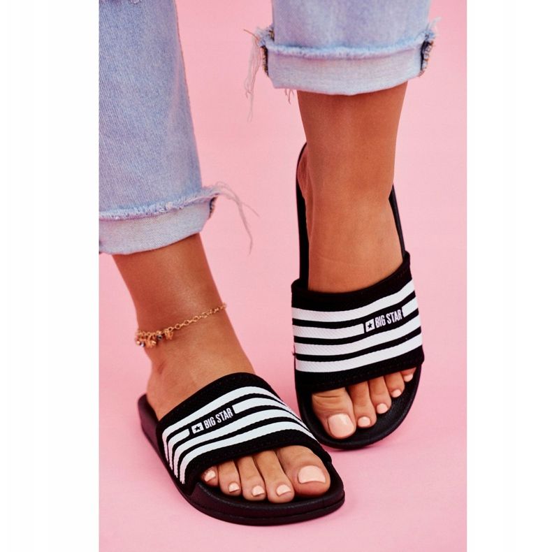 Ženske papuče Big Star Black FF274A353 bijela crno 2