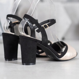 Filippo Sandale s visokim potpeticama crna žuta boja 1