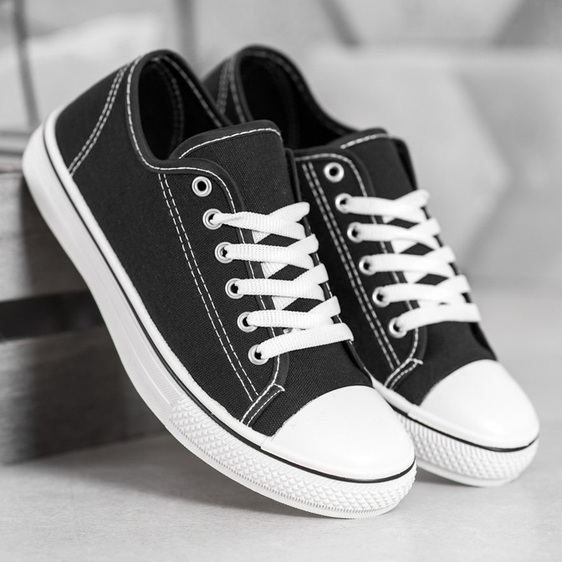 SHELOVET Klasične vezane tenisice crna 1