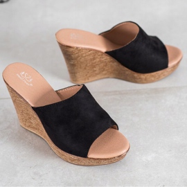 Small Swan Lagane papuče od antilopa crno 2