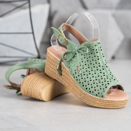 Small Swan Udobne ažur sandale zelena 1