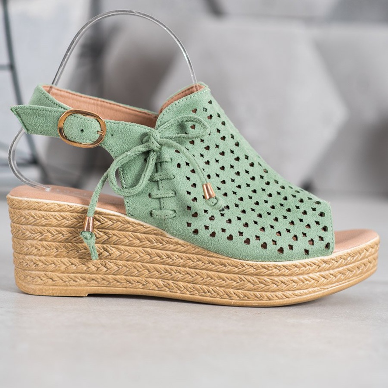 Small Swan Udobne ažur sandale zelena 2