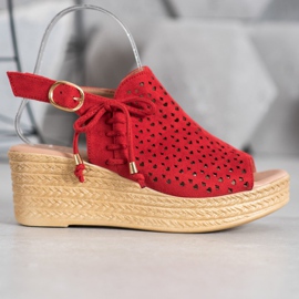 Small Swan Udobne ažur sandale crvena 2