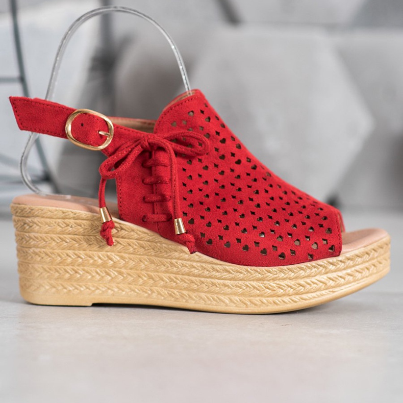 Small Swan Udobne ažur sandale crvena 2