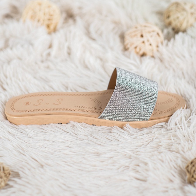 Small Swan Papuče sa sjajem višebojan siva 1