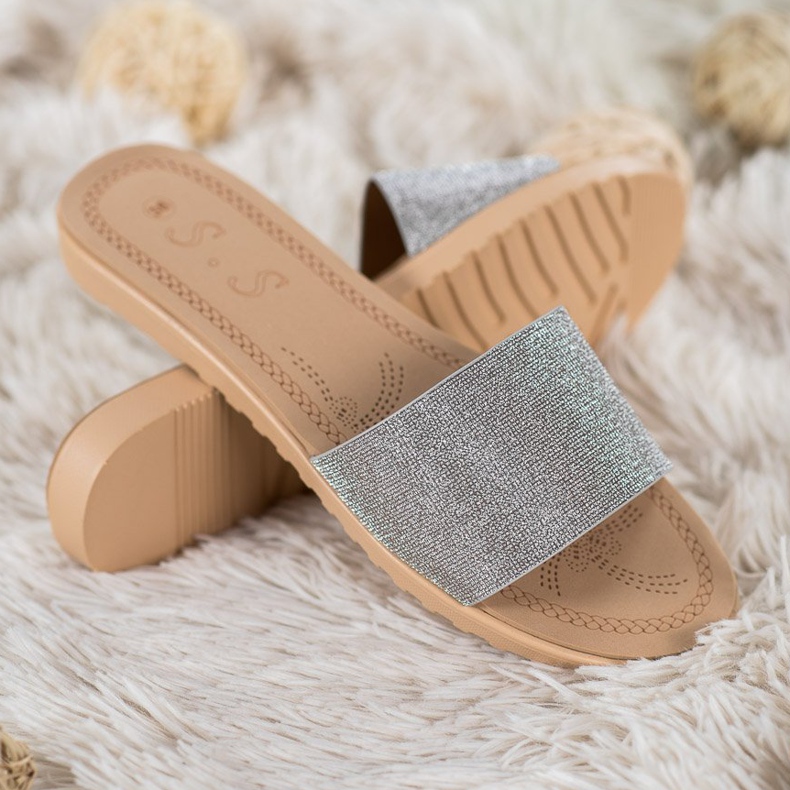 Small Swan Papuče sa sjajem višebojan siva 2