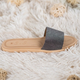 Small Swan Papuče sa sjajem crno raznobojna 2