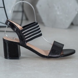 Small Swan Sjajne sandale koje klize crno 2