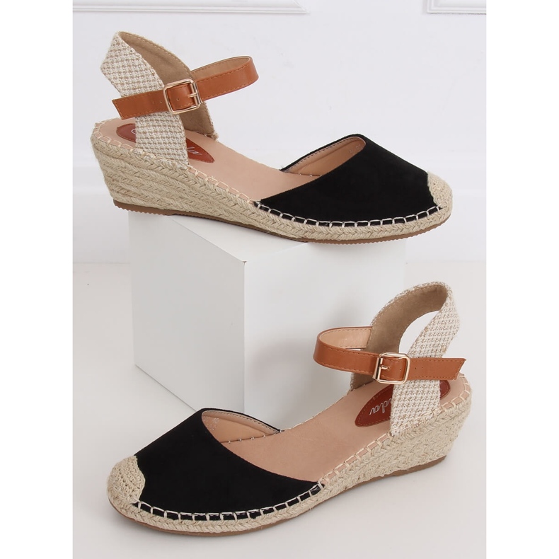 Crne espadrile na klinastu petu S-820 Crna 1