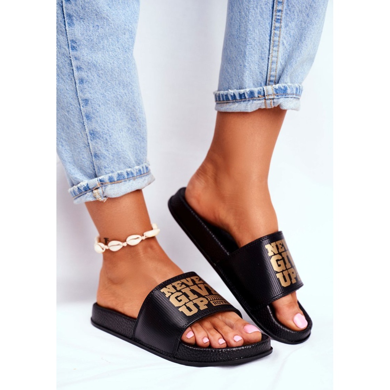 ADY Ženske papuče nikada se ne odriču zlatne crne boje crno žuta boja 1