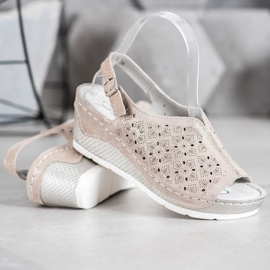 Filippo Kožne sandale sa sjajem smeđa žuta boja 2