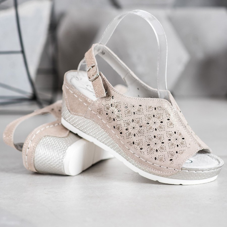 Filippo Kožne sandale sa sjajem smeđa žuta boja 2