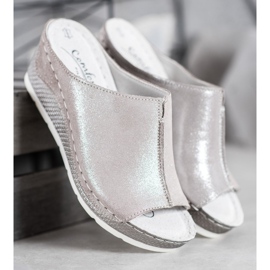 Filippo Srebrne kožne papuče siva 1