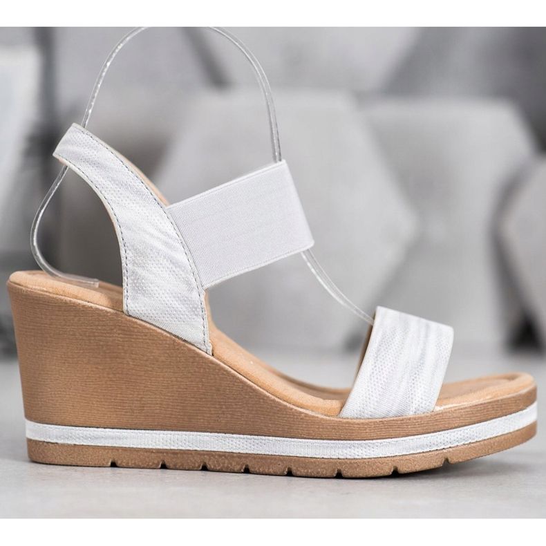 Sea Elves Elegantne sandale na klin siva 2