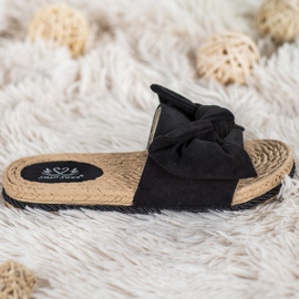 Small Swan Modne papuče s mašnom crna 1
