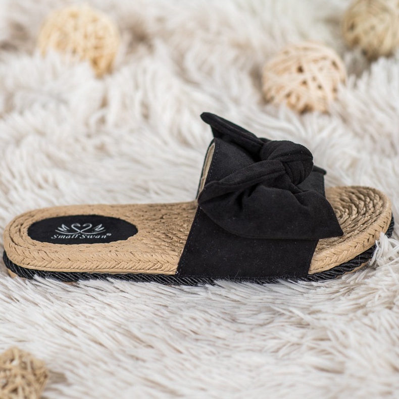 Small Swan Modne papuče s mašnom crna 1