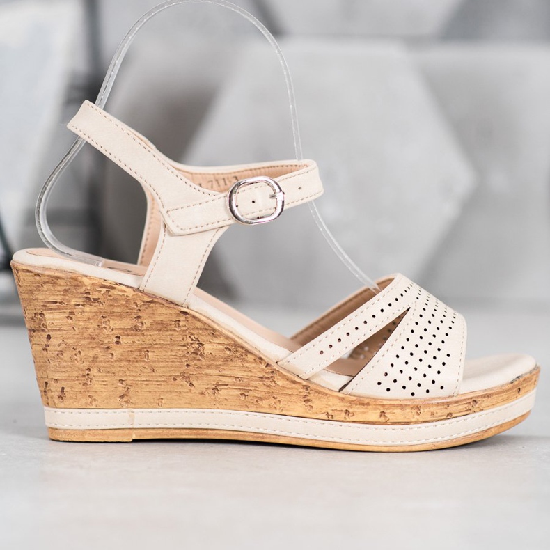 GOLL Sandale na klin s eko kožom smeđa 1