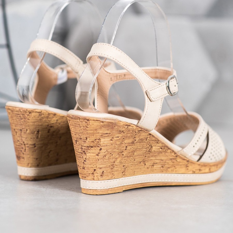 GOLL Sandale na klin s eko kožom smeđa 2