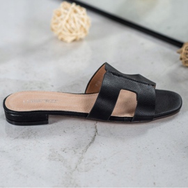 SHELOVET Klasične eko kožne papuče crno 2