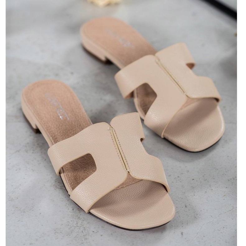 SHELOVET Klasične eko kožne papuče smeđa 1