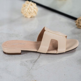 SHELOVET Klasične eko kožne papuče smeđa 2