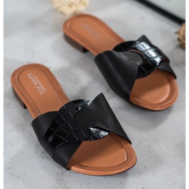 SHELOVET Elegantne eko kožne papuče crna 1