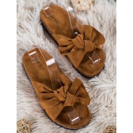 SHELOVET Papuče od antilopa s mašnom smeđa 2