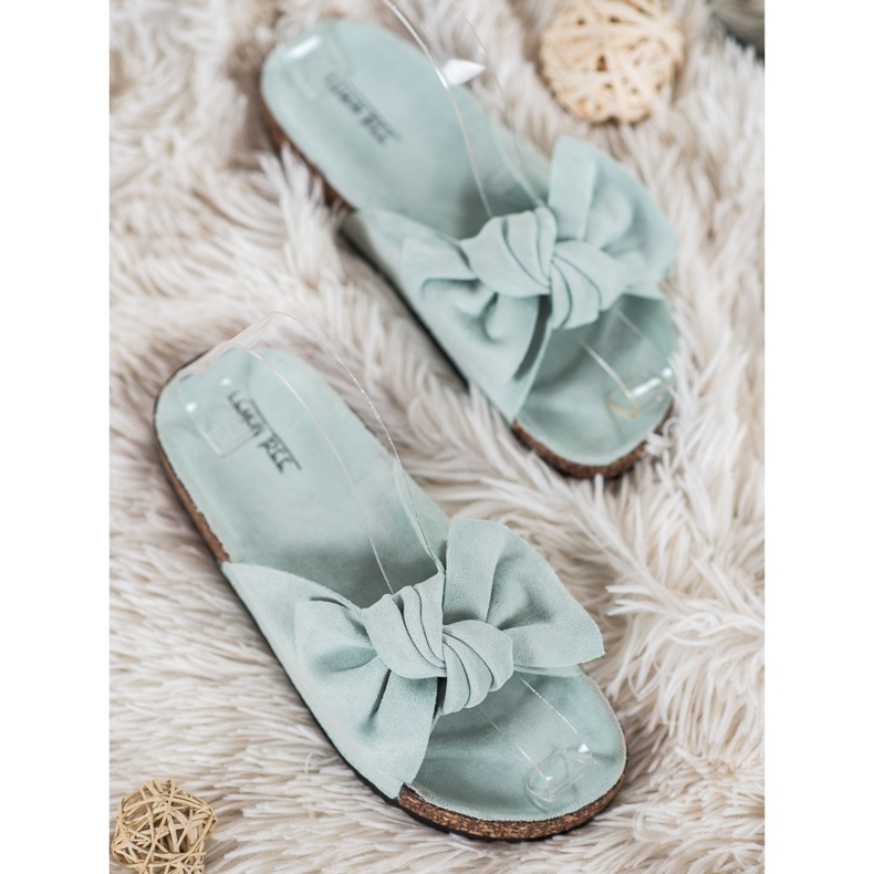 SHELOVET Papuče od antilopa s mašnom zelena 1