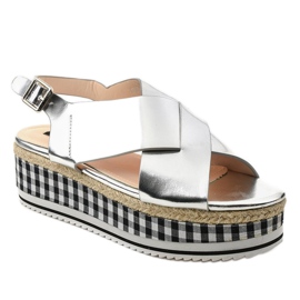 Srebrne sandale na platformi 1507-40 siva 1