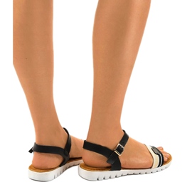 Crne ravne ženske sandale G-513-01 crno 2