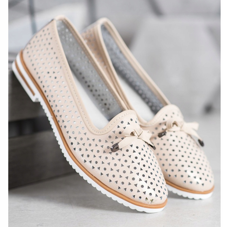 SHELOVET Kožne cipele s ažurnim uzorkom smeđa 1