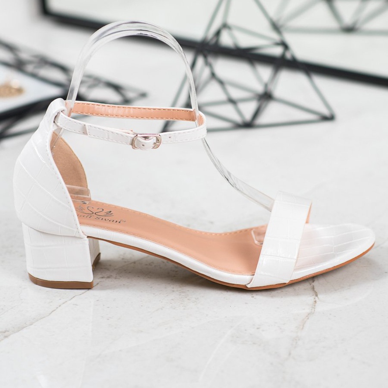 Small Swan Udobne sandale na niskom stupu bijela 2