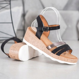 Weide Crne sandale na klin crno 1