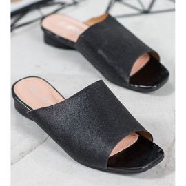 SHELOVET Elegantne papuče sa sjajem crna 1