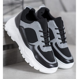 SHELOVET Modne tenisice s vezicama crna 2