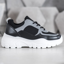 SHELOVET Modne tenisice s vezicama crno 1