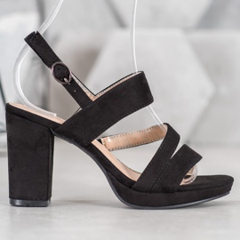 SHELOVET Sandale od antilopa na visokim potpeticama crno 1