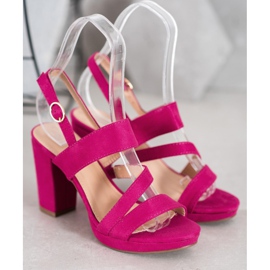 SHELOVET Sandale od antilopa na visokim potpeticama ružičasta 1