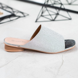 SHELOVET Elegantne papuče sa sjajem siva 2