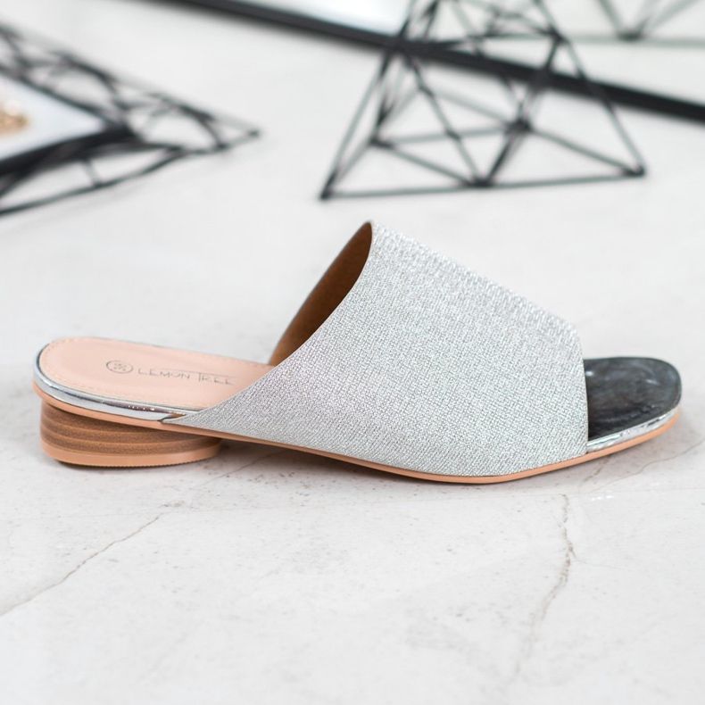 SHELOVET Elegantne papuče sa sjajem siva 2