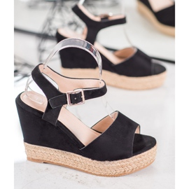 Clowse Crne sandale na visokom klinu crna 1