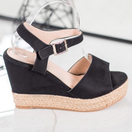 Clowse Crne sandale na visokom klinu crno 2