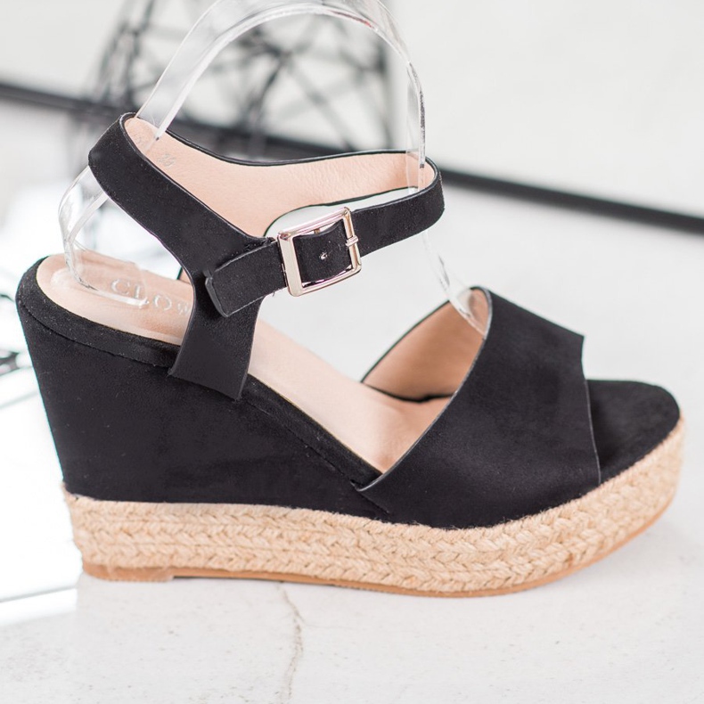 Clowse Crne sandale na visokom klinu crno 2