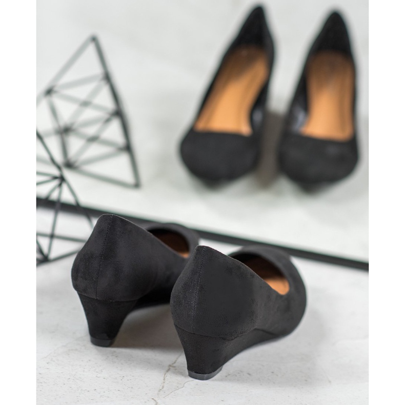 SHELOVET Crne pumpe na klin crna 1