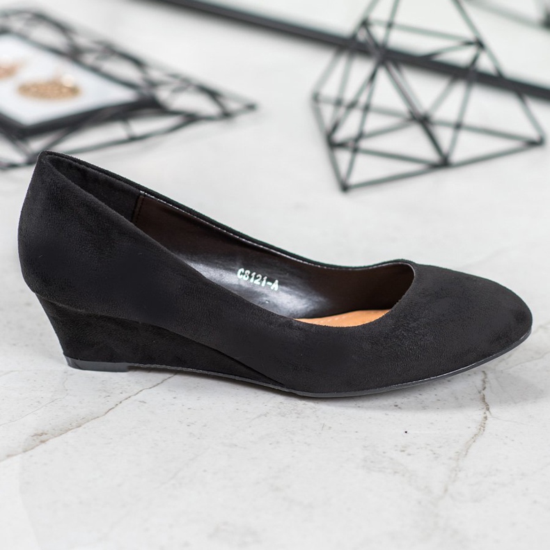 SHELOVET Crne pumpe na klin crna 2