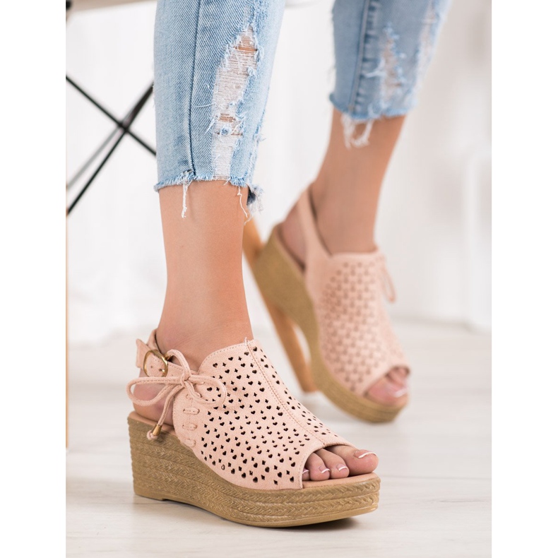 Small Swan Udobne ažur sandale ružičasta 1