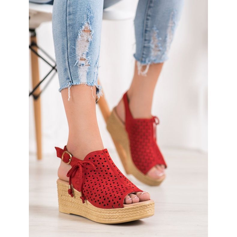 Small Swan Udobne ažur sandale crvena 1