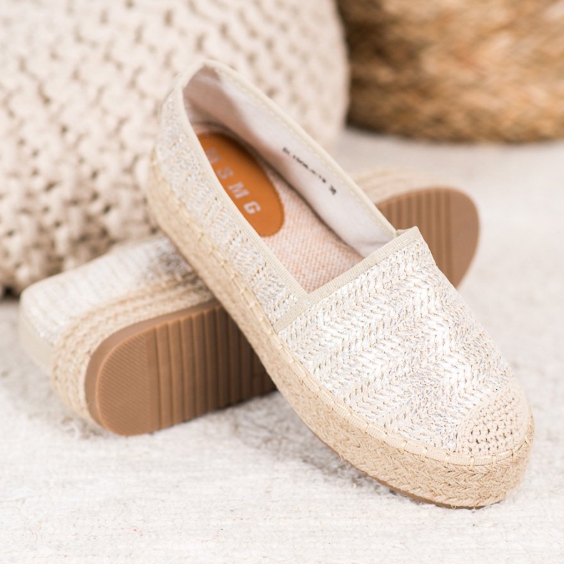 SHELOVET Pletene espadrile na platformi siva 1
